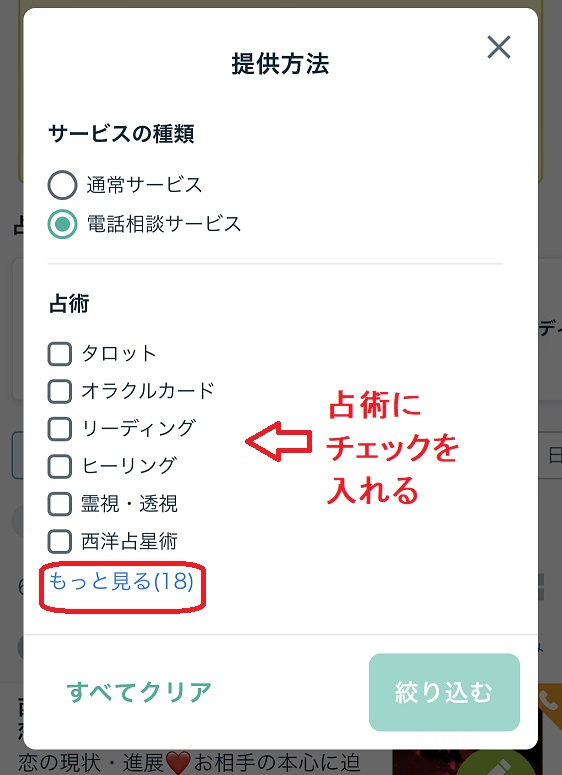 ココナラ電話占いやり方流れ_占い画面の見かた_占い師の選び方_提供方法